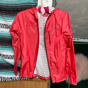 North Face women's Flight Series Fuse jacket windbreaker - melon red, small